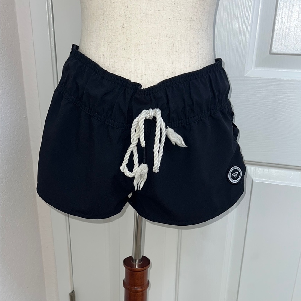 Roxy Black and White Athletic Shorts with Drawstring Waist